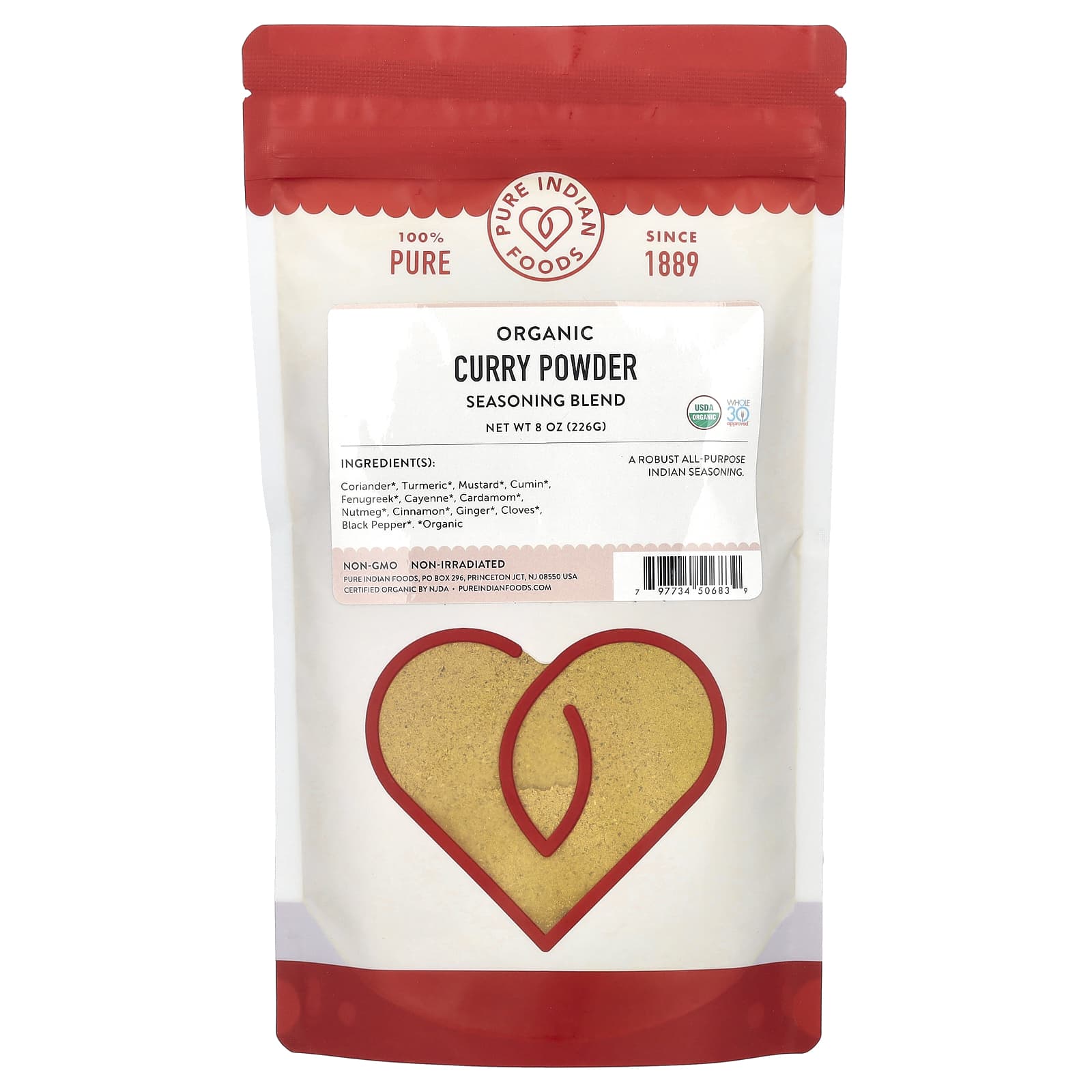Pure Indian Foods, Organic Curry Powder, Seasoning Blend, 8 oz (226 g) - Image 1