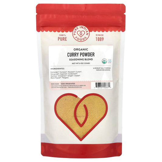 Pure Indian Foods, Organic Curry Powder, Seasoning Blend, 8 oz (226 g) - Image 1