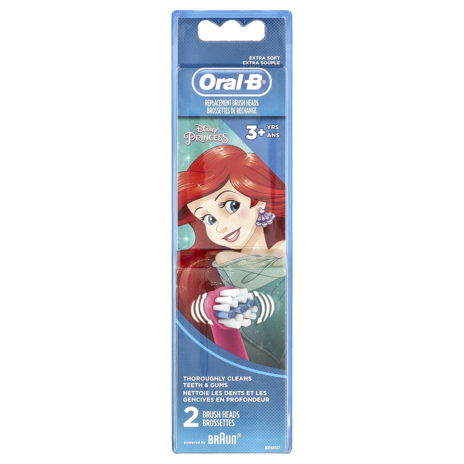 Oral-B, Kids, Replacement Brush Heads, Extra Soft, 3+ Years, Disney Princess, 2 Brush Heads - Image 1