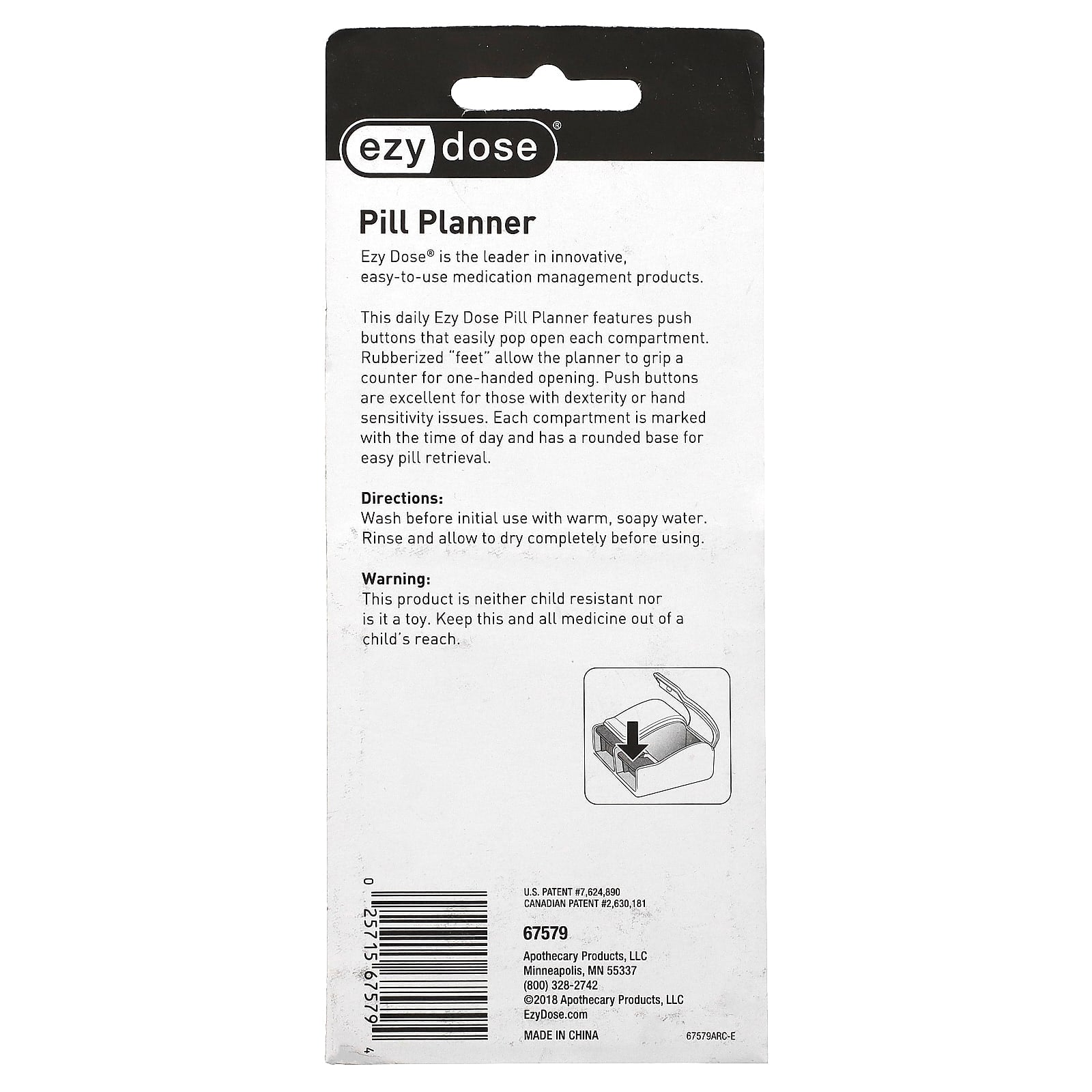 Ezy Dose Daily Pill Planner with Push Buttons for Easy Medication Management - Image 2
