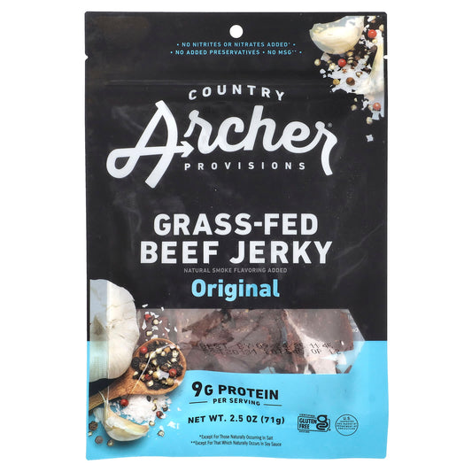 Grass-Fed Beef Jerky by Country Archer Jerky, 2.5 oz (71g) - Gluten-Free & Nitrate-Free - Image 1