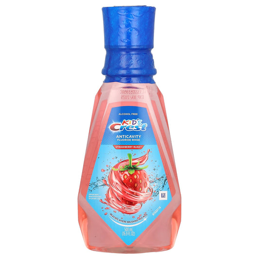 Crest Anticavity Kids Tooth Rinse, Strawberry Rush, 16.9 oz for Kids 6 & Up - Image 1