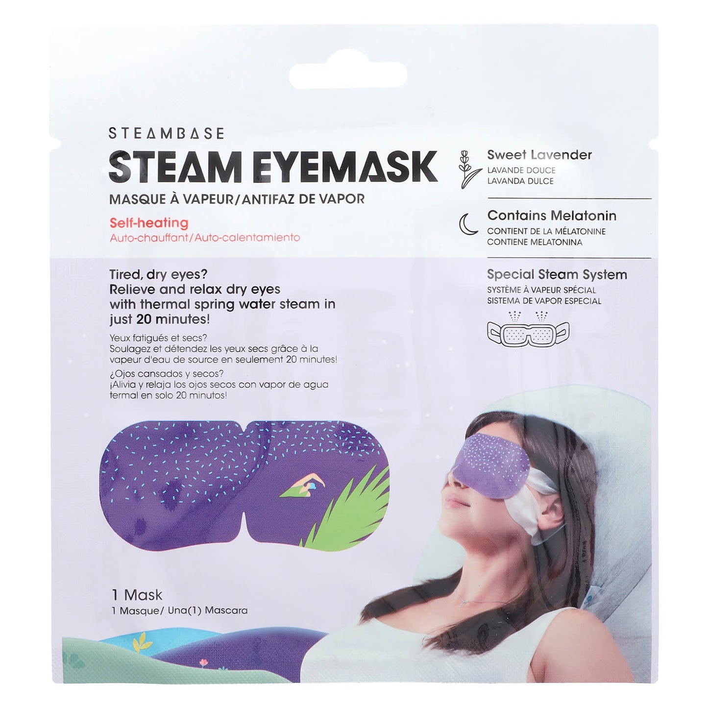 Steambase, Steam Eye Mask, Sweet Lavender, 1 Eye Mask - Image 1