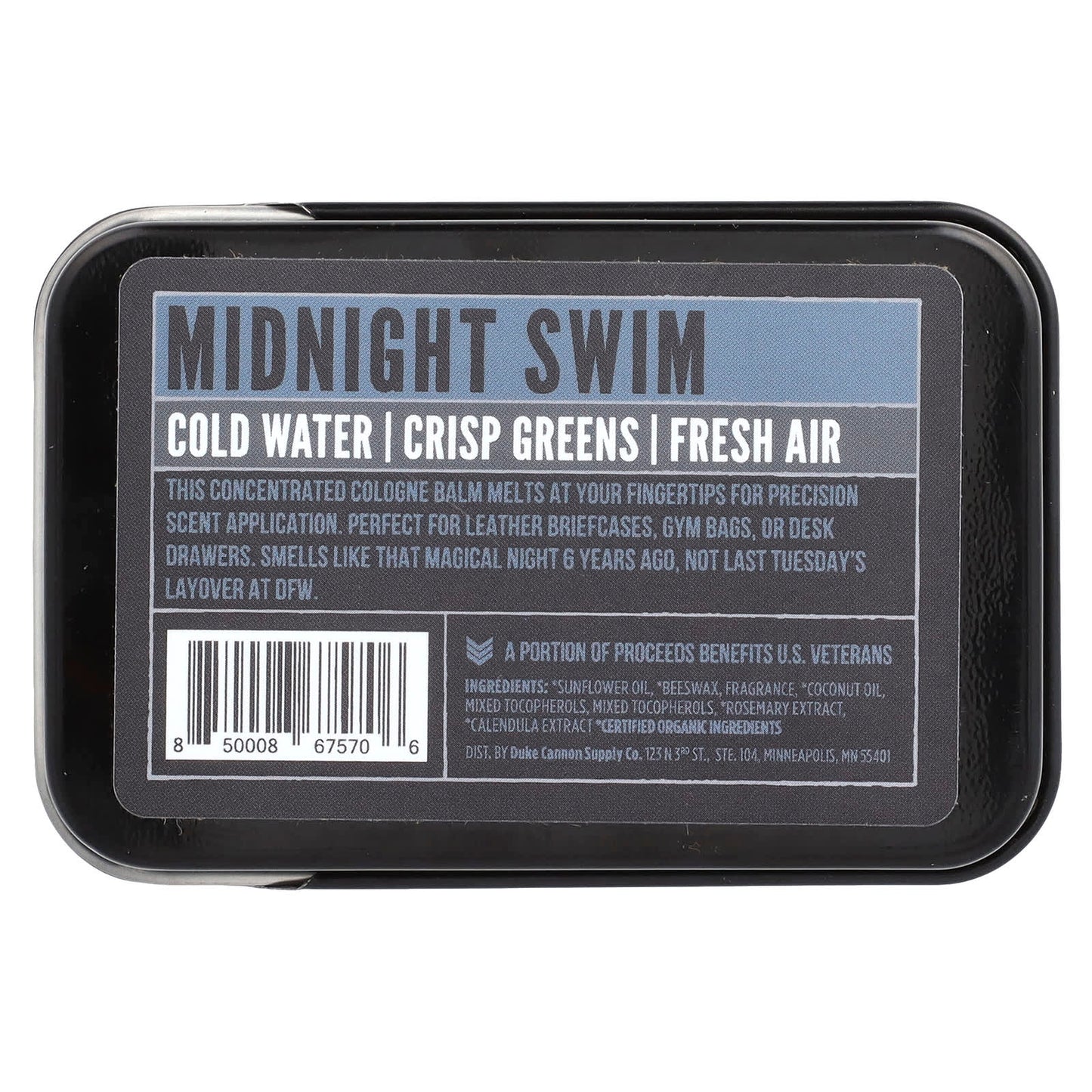 Duke Cannon Supply Co. Solid Cologne, Midnight Swim, Dark Water, 1.5 oz - Image 2