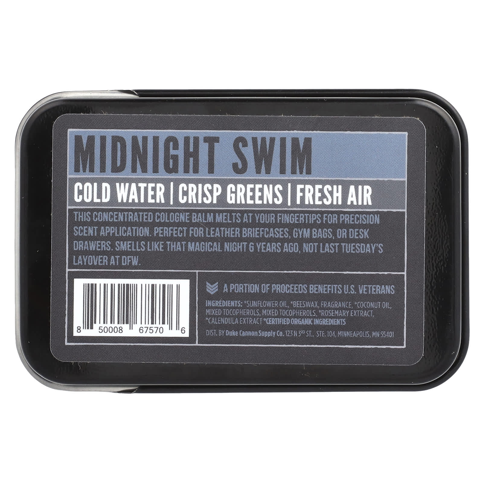 Duke Cannon Supply Co. Solid Cologne, Midnight Swim, Dark Water, 1.5 oz - Image 2