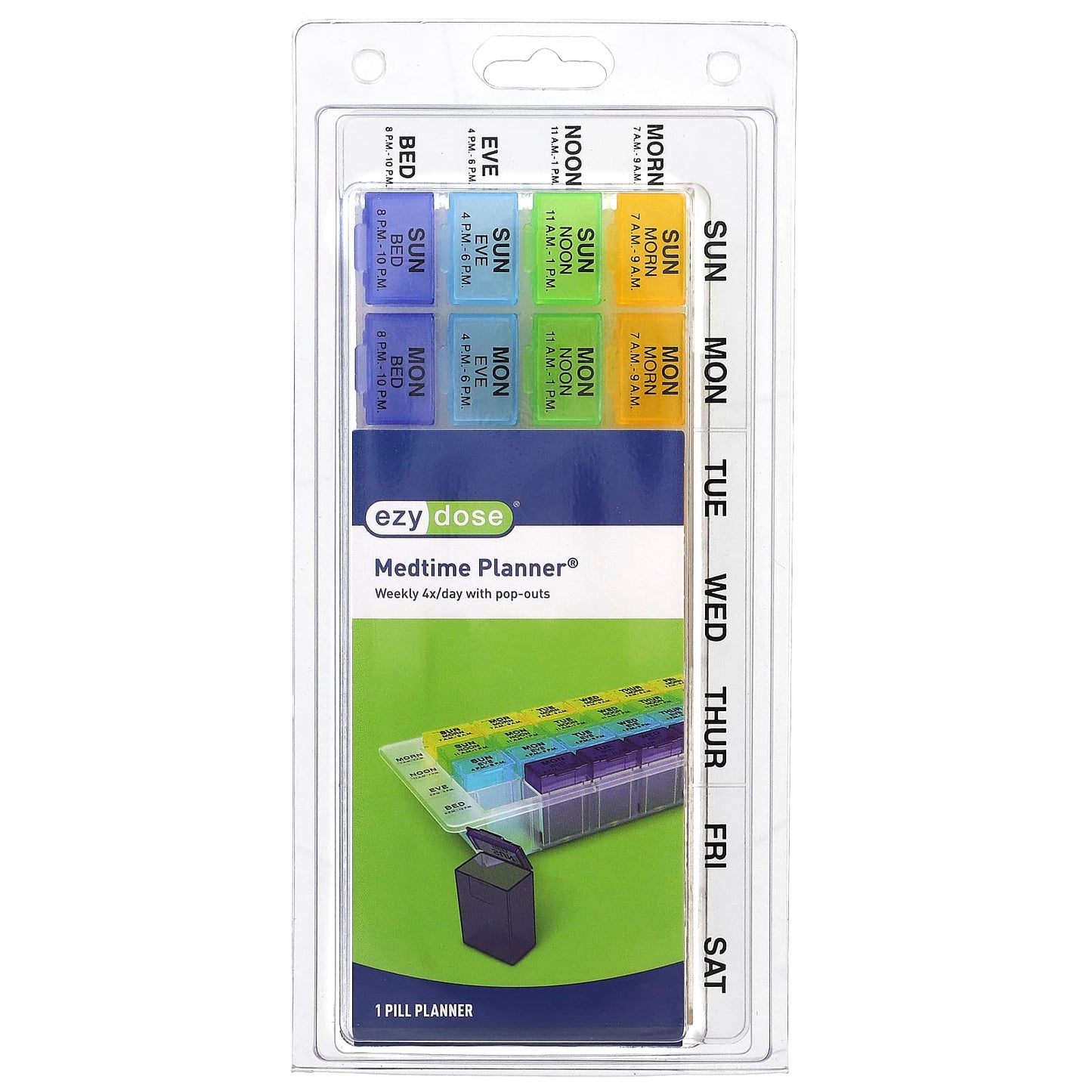 Ezy Dose Medtime Planner - Weekly Pill Box with Pop-Out Compartments - Image 1