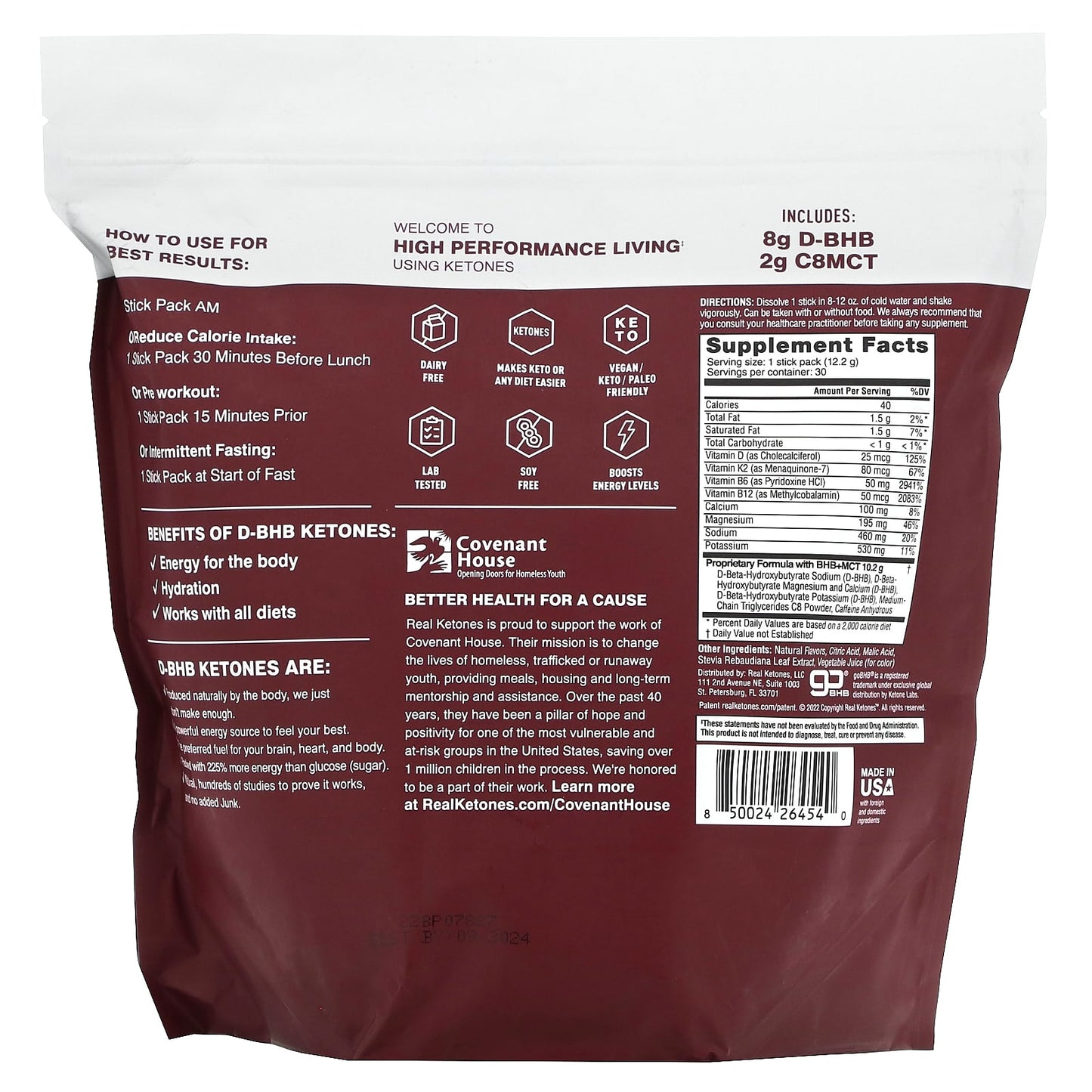 Real Ketones, Elevate, Caffeinated Mixed Berry, 30 Drink Mix Packets,  0.43 oz (12.2 g) Each - Image 2