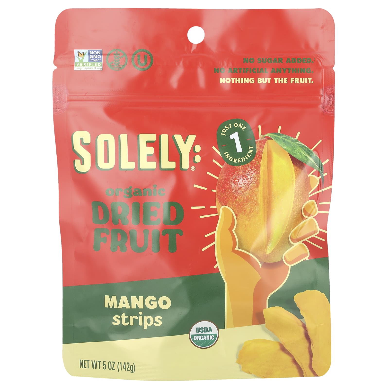 Solely, Organic Dried Fruit, Mango Strips, 5 oz (142 g) - Image 1