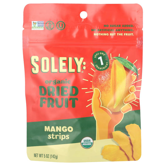 Solely, Organic Dried Fruit, Mango Strips, 5 oz (142 g) - Image 1