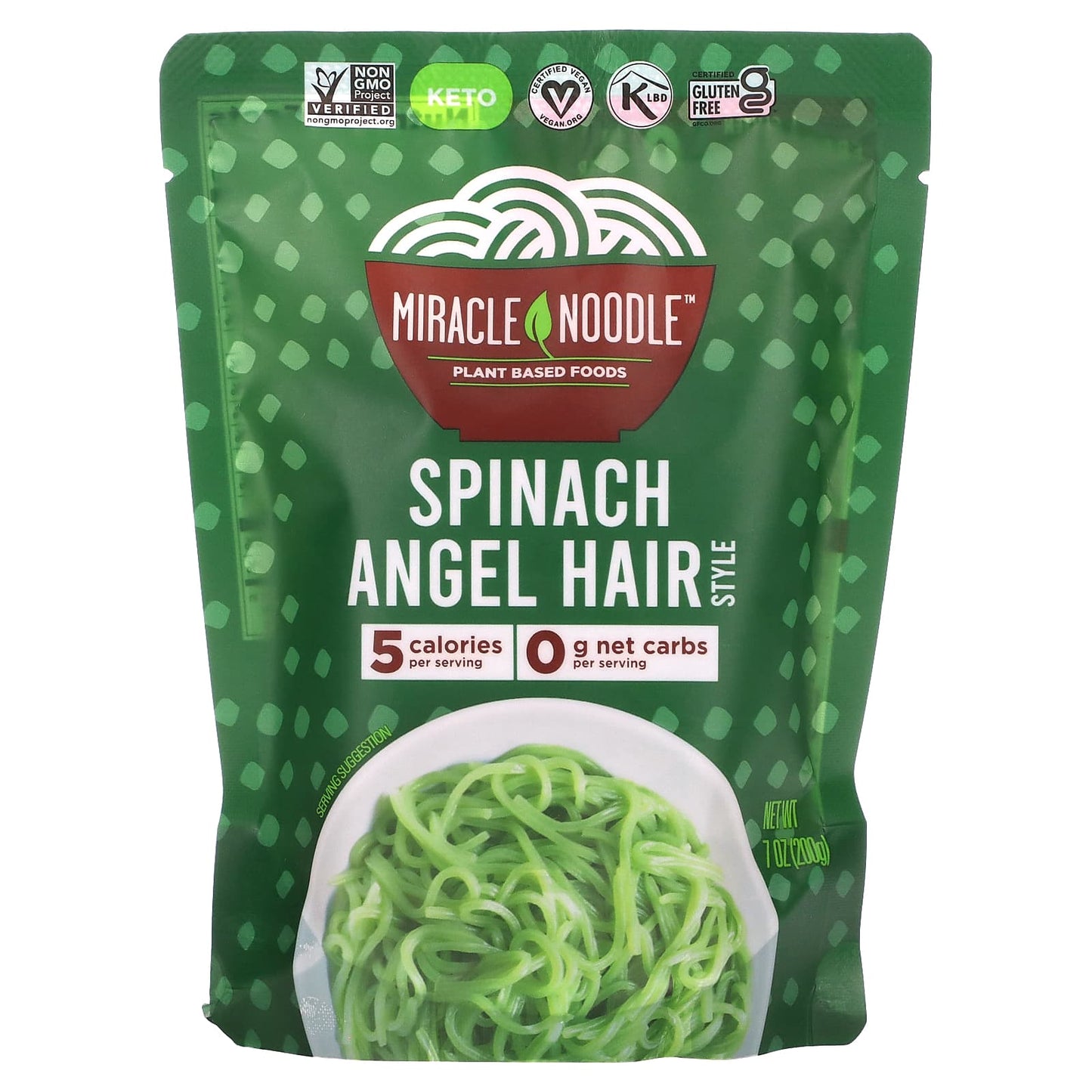 Miracle Noodle, Spinach Angel Hair Style, 7 oz (200 g) - Image 1