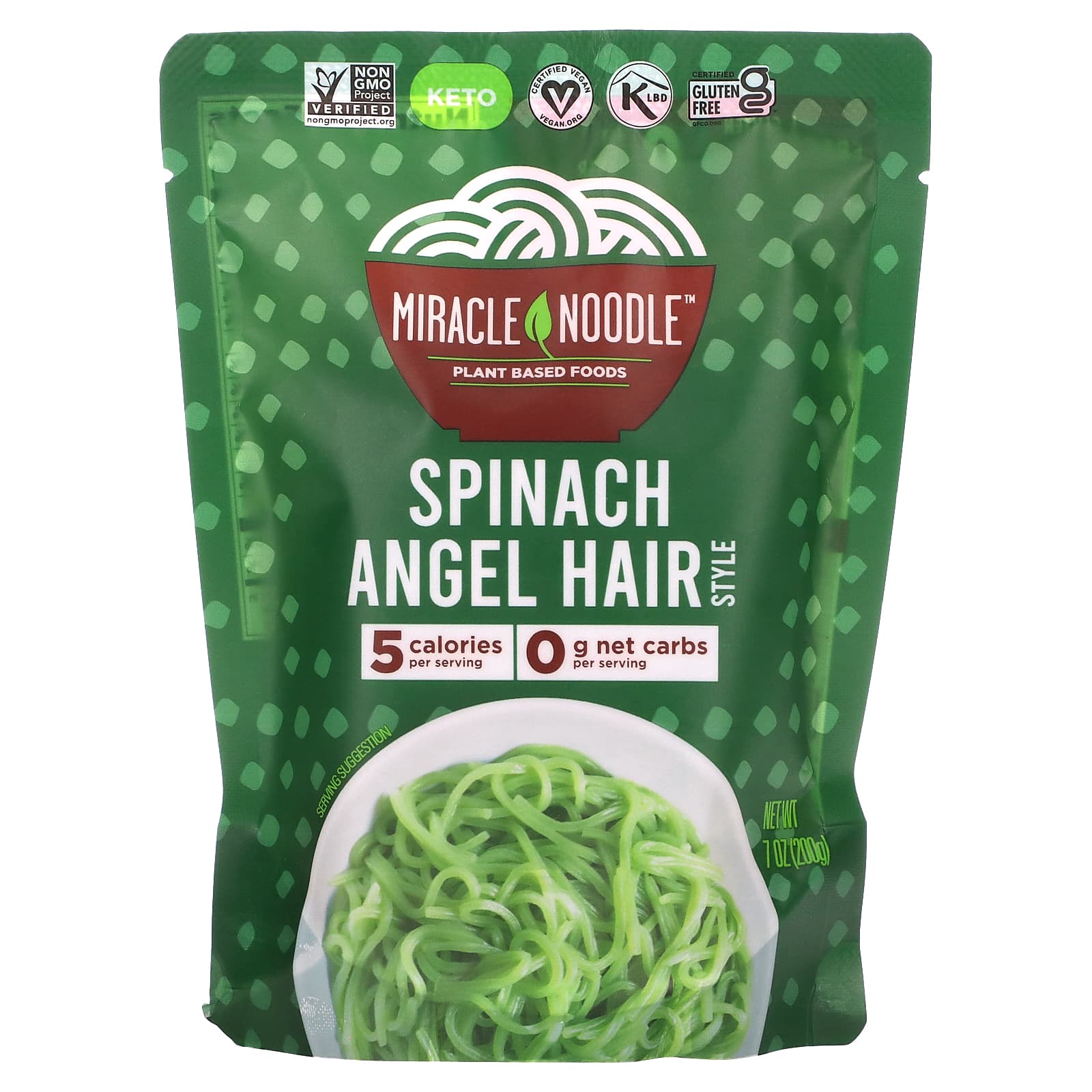 Miracle Noodle, Spinach Angel Hair Style, 7 oz (200 g) - Image 1