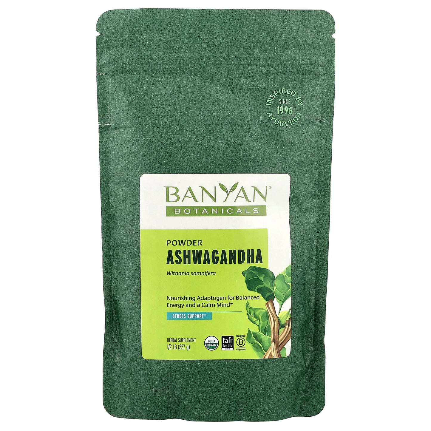 <strong>Banyan Botanicals</strong> USDA Organic Ashwagandha Powder - 1/2 lb (227 g) - Image 1