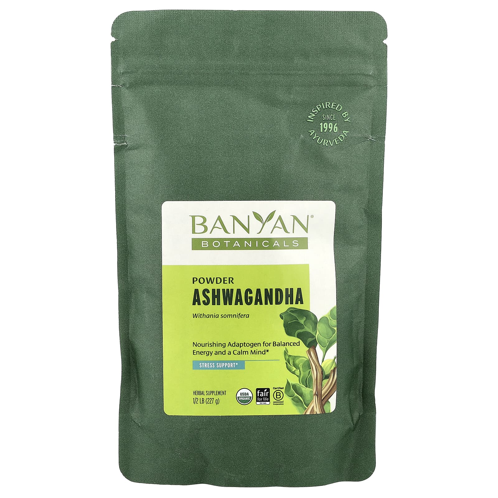 <strong>Banyan Botanicals</strong> USDA Organic Ashwagandha Powder - 1/2 lb (227 g) - Image 1