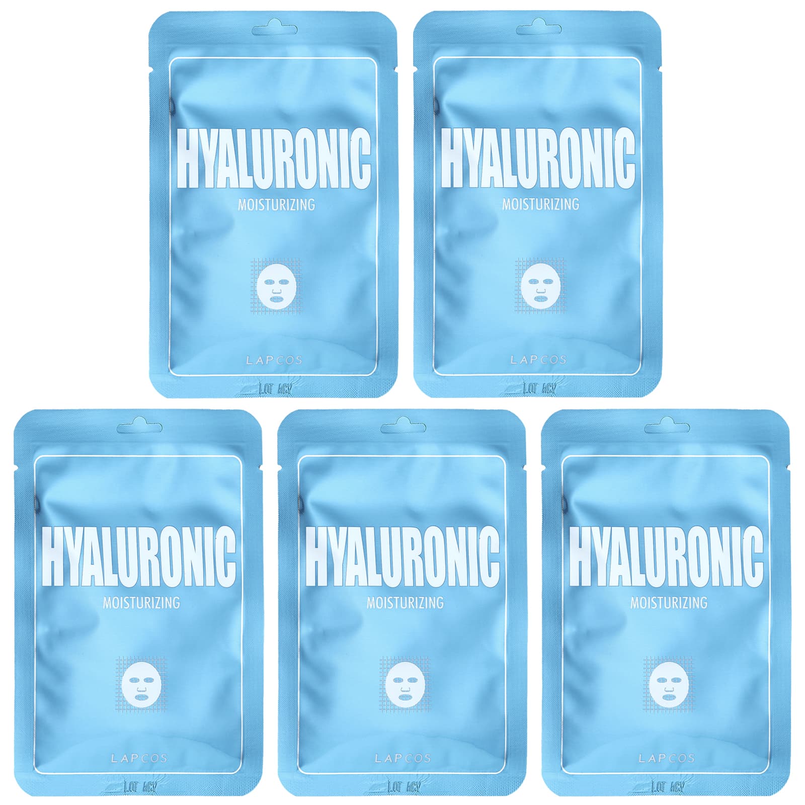Lapcos, Hyaluronic Moisturizing Beauty Sheet Mask Set, 5 Sheets, 0.84 fl oz (25 ml) Each - Image 1