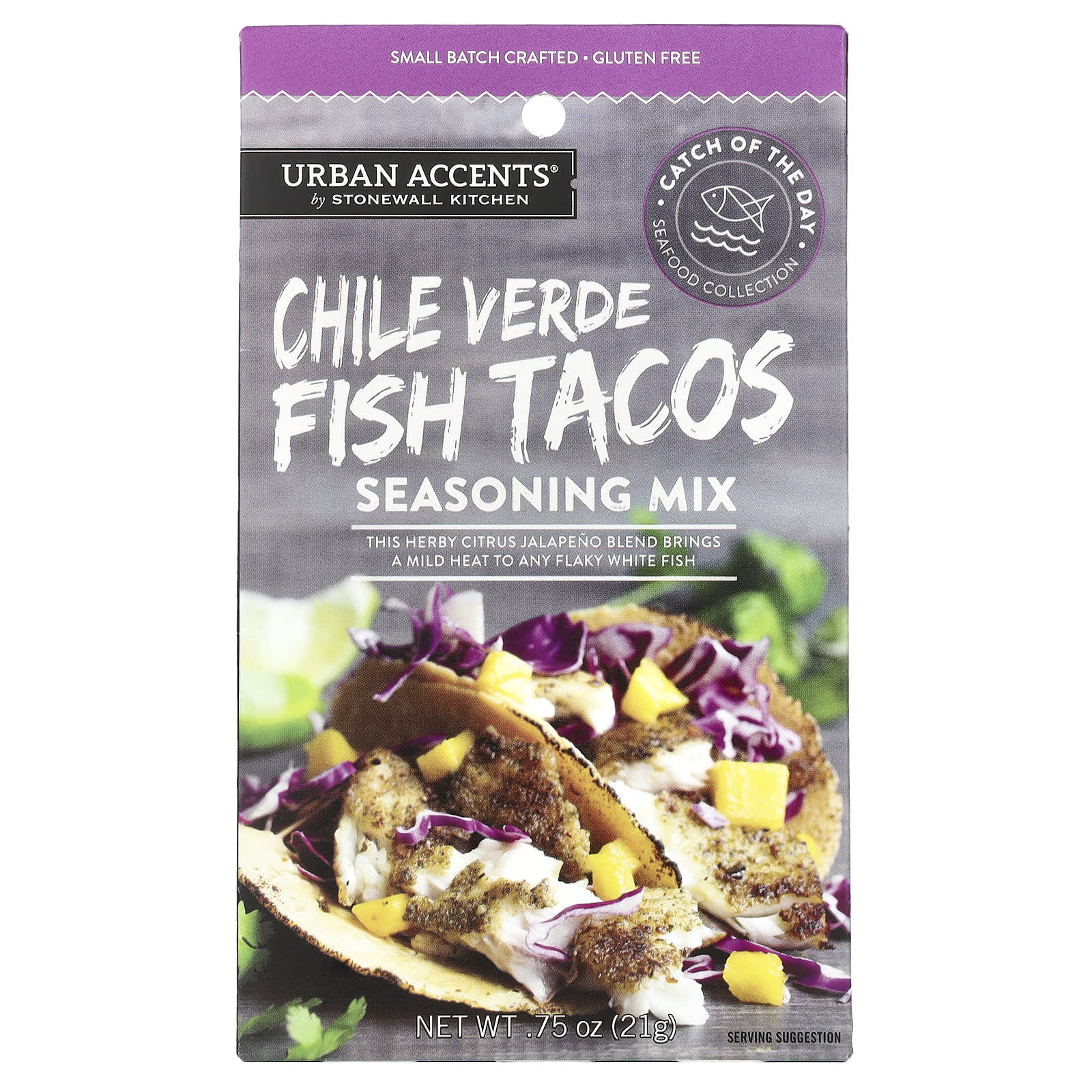 Urban Accents, Seasoning Mix, Chile Verde Fish Tacos, 0.75 oz (21 g) - Image 1