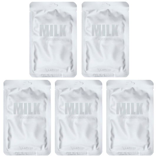 Lapcos, Milk Sheet Beauty Mask Set, Moisturizing , 5 Sheet Masks, 1.01 fl oz (30 ml) Each - Image 1