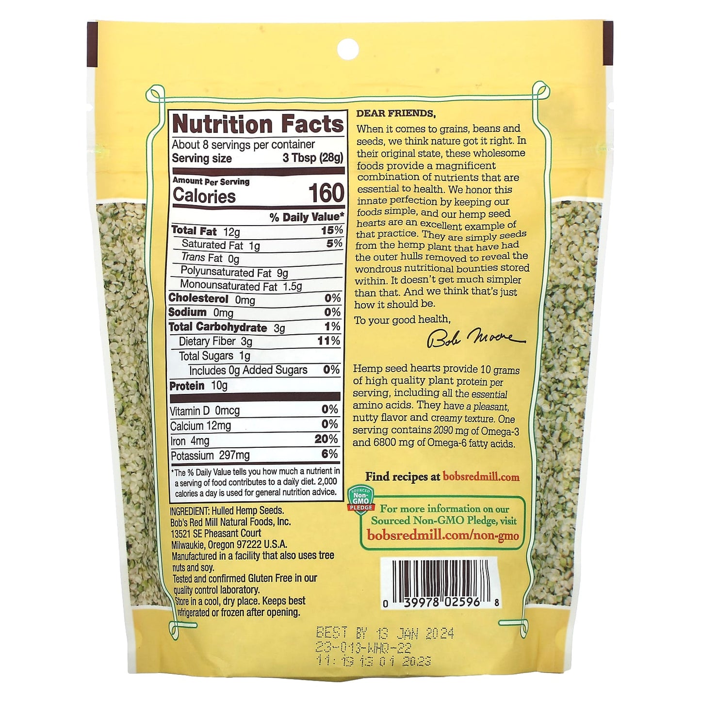 Bob's Red Mill, Hulled Hemp Seed Hearts - Gluten-Free, High-Protein Snack (8 oz) - Image 2