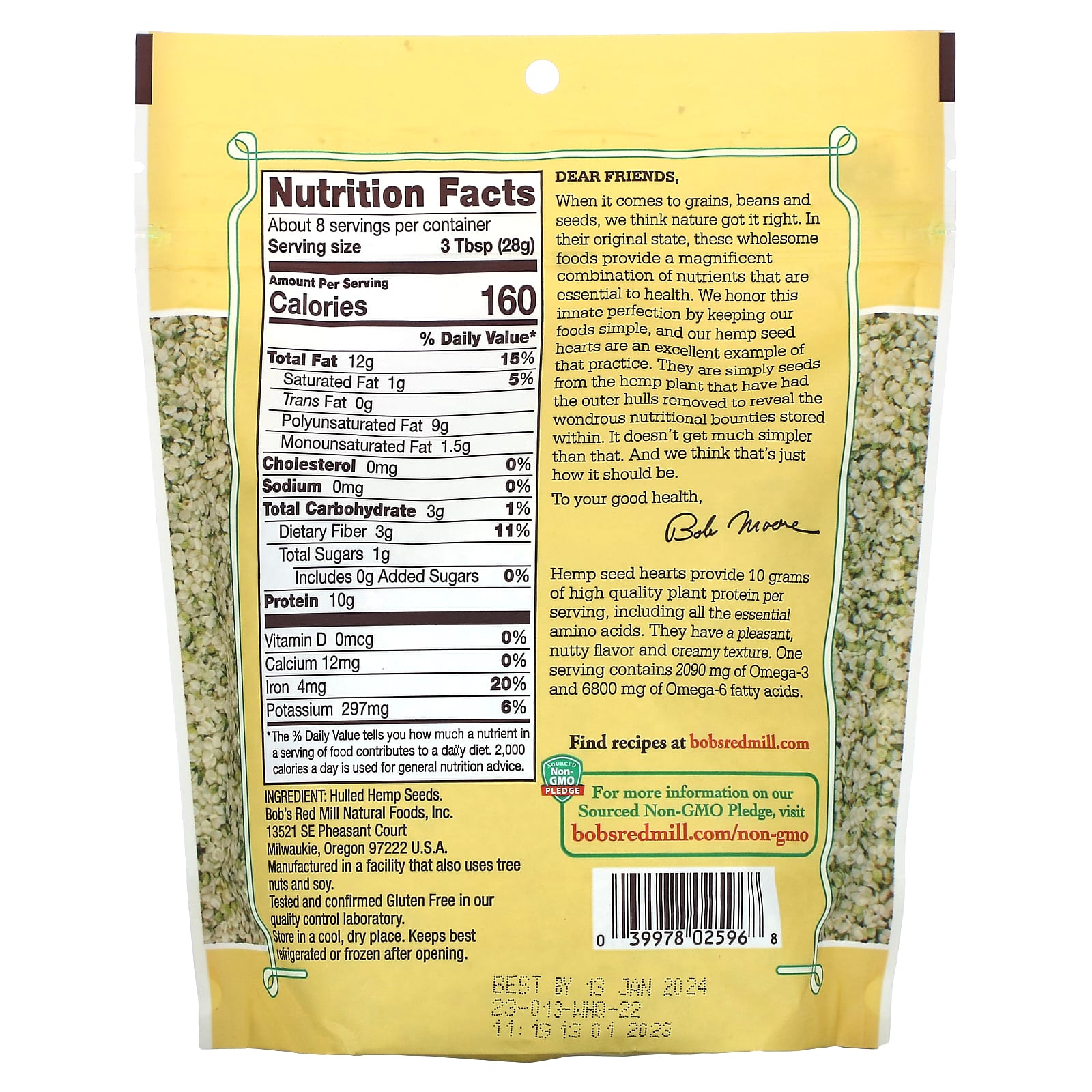 Bob's Red Mill, Hulled Hemp Seed Hearts - Gluten-Free, High-Protein Snack (8 oz) - Image 2