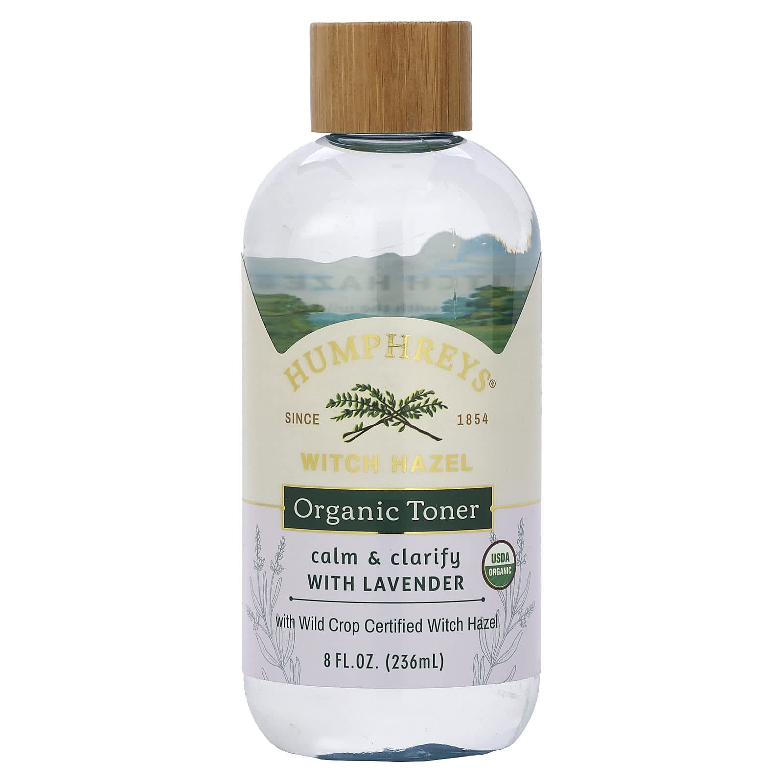 Certified Organic Witch Hazel Toner with Lavender, Calm & Clarify Skin 8fl oz - Image 1
