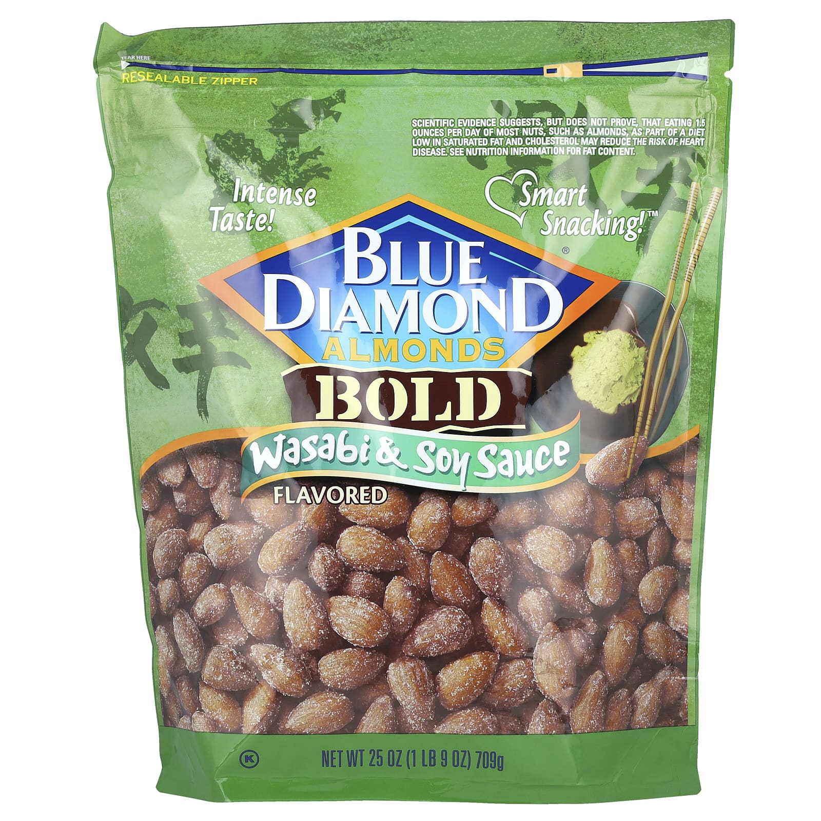 Bold Wasabi Soy Sauce Blue Diamond Almonds - 25 oz (709 g) - Image 1