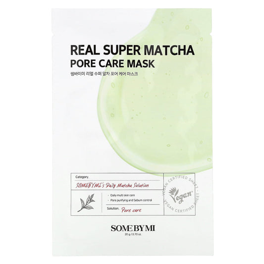 SOME BY MI, Real Super Matcha Pore Care Beauty Mask, 1 Sheet, 0.7 oz (20 g) - Image 1
