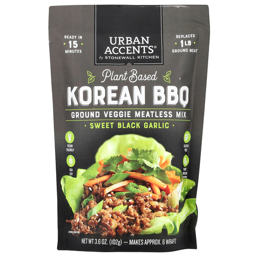 Urban Accents, Plant Based Korean BBQ, Ground Veggie Meatless Mix,  Sweet Black Garlic, 3.6 oz (102 g) - Image 1