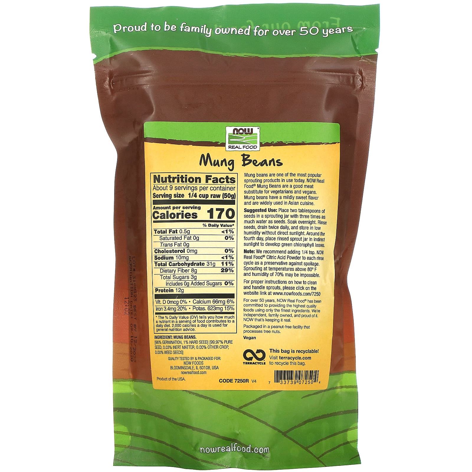 NOW Foods, Real Food, Mung Beans, 16 oz (454 g) - Image 2