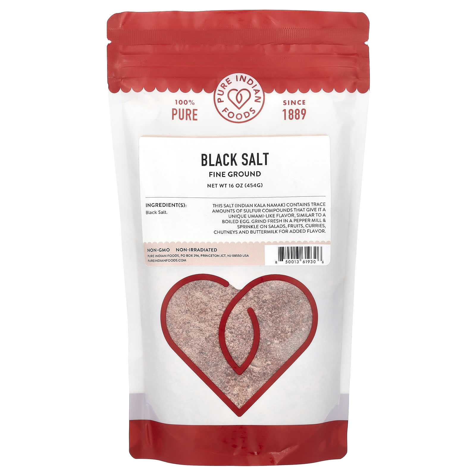 Pure Indian Foods, Black Salt, Fine Ground, 16 oz (454 g) - Image 1