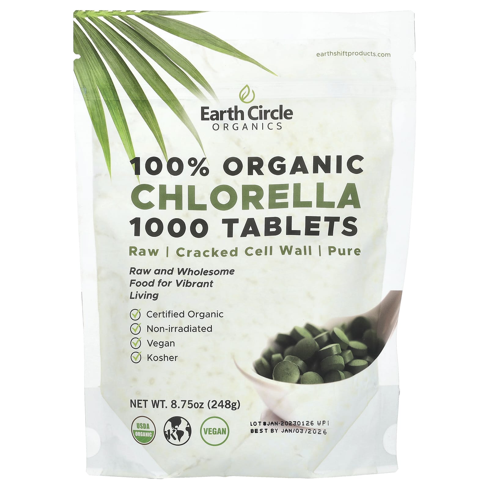 100% Organic Chlorella Tablets by Earth Circle Organics - Image 1