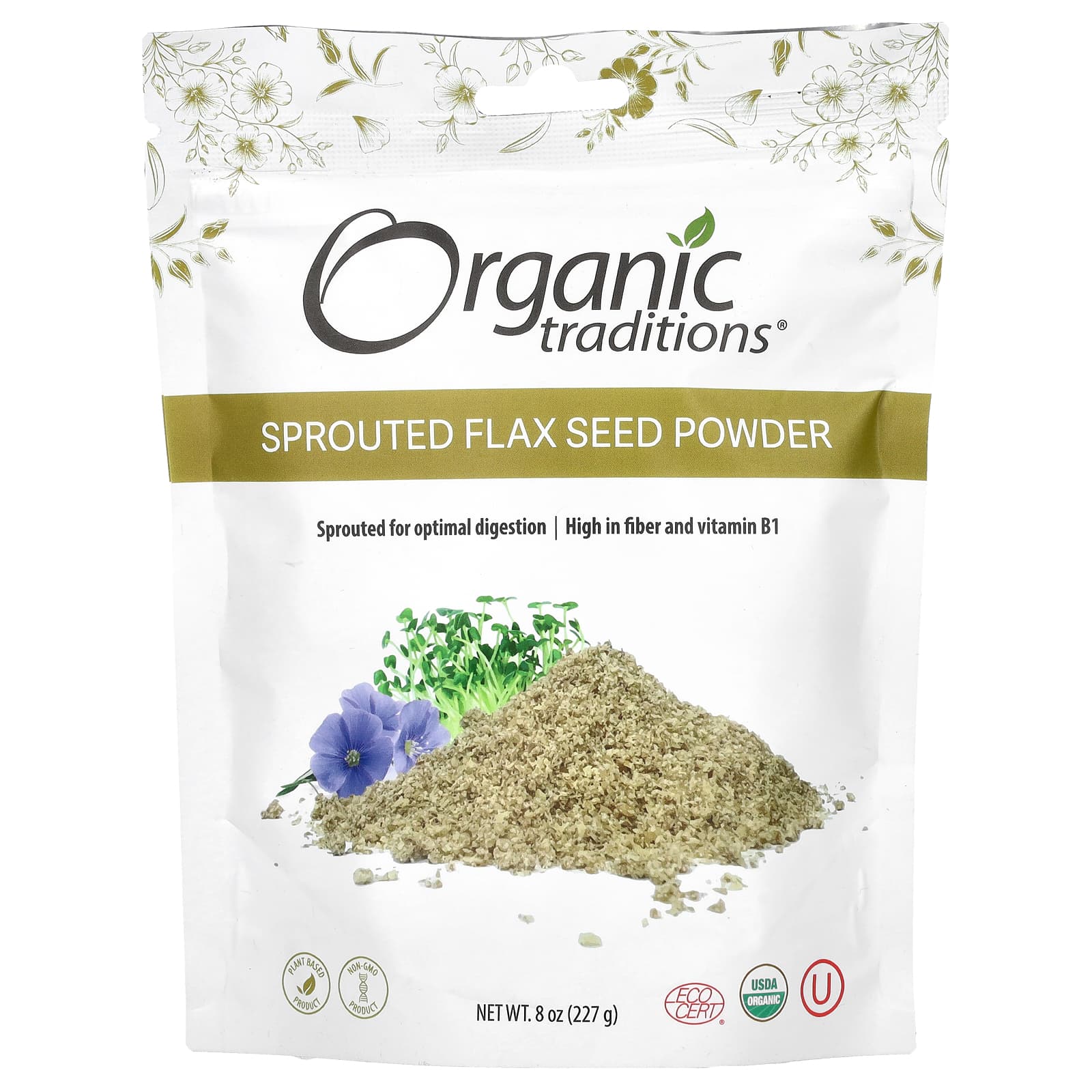 Organic Traditions, Sprouted Flax Seed Powder, 8 oz (227 g) - Image 1