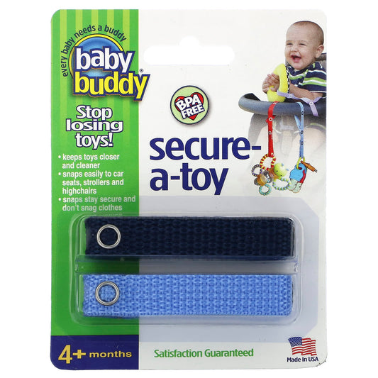 Baby Buddy Secure-A-Toy, 4+ Months, Deep Blue & Sky Blue, 2 Straps - Image 1