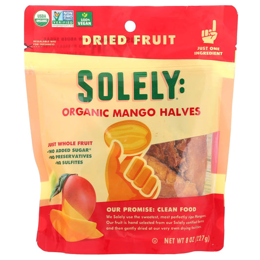 Solely, Organic Dried Fruit, Mango Halves, 8 oz (227 g) - Image 1