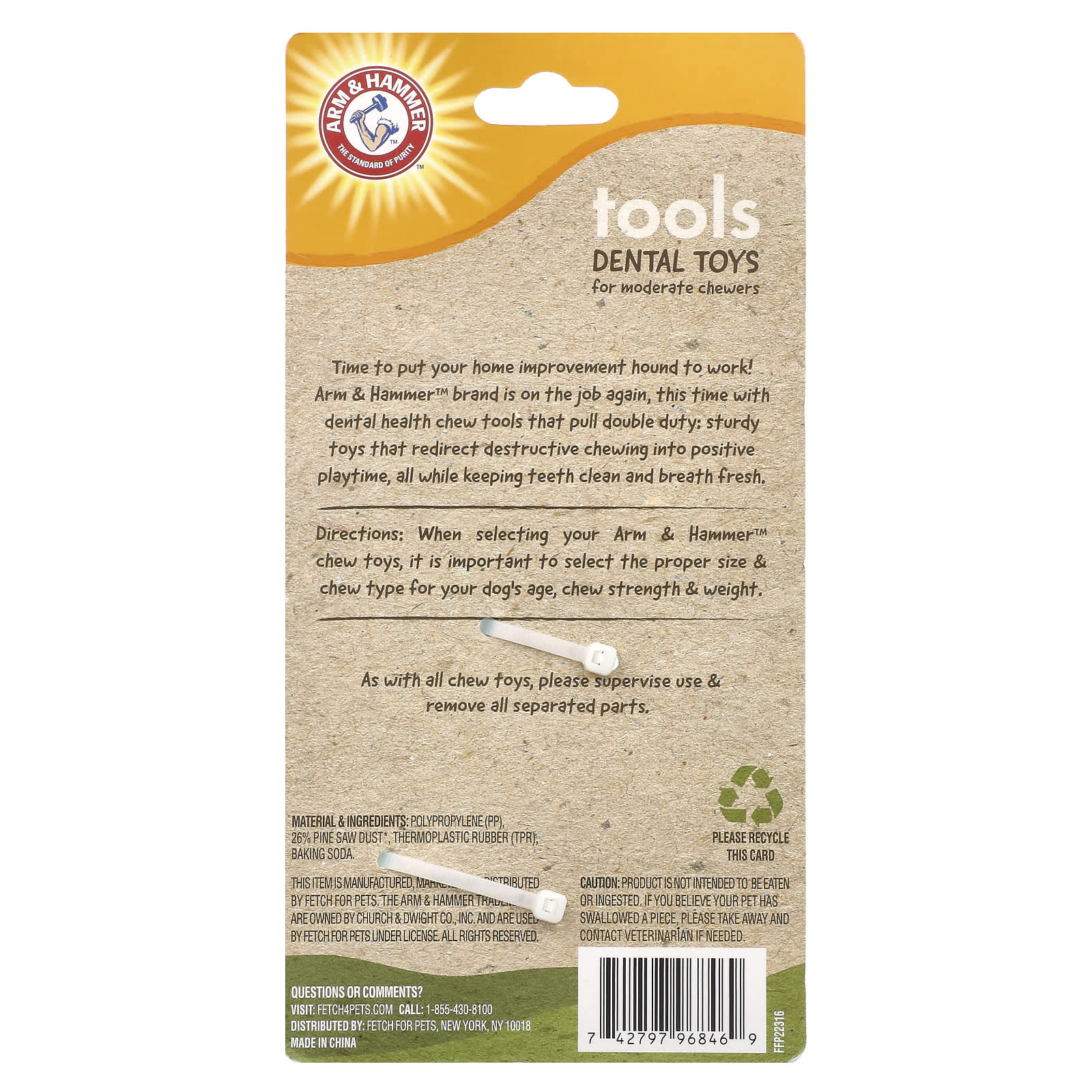 Arm & Hammer Dental Chew Toy for Dogs - Paintbrush Shape, Safe for Moderate Chewers - Image 2