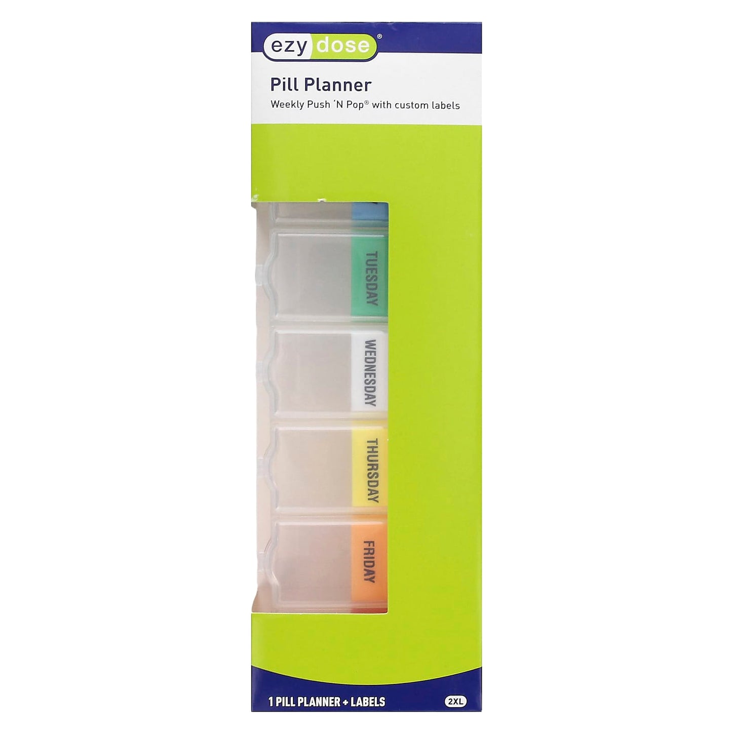 Ezy Dose Weekly Pill Planner with Custom Labels, Easy to Use - Image 1