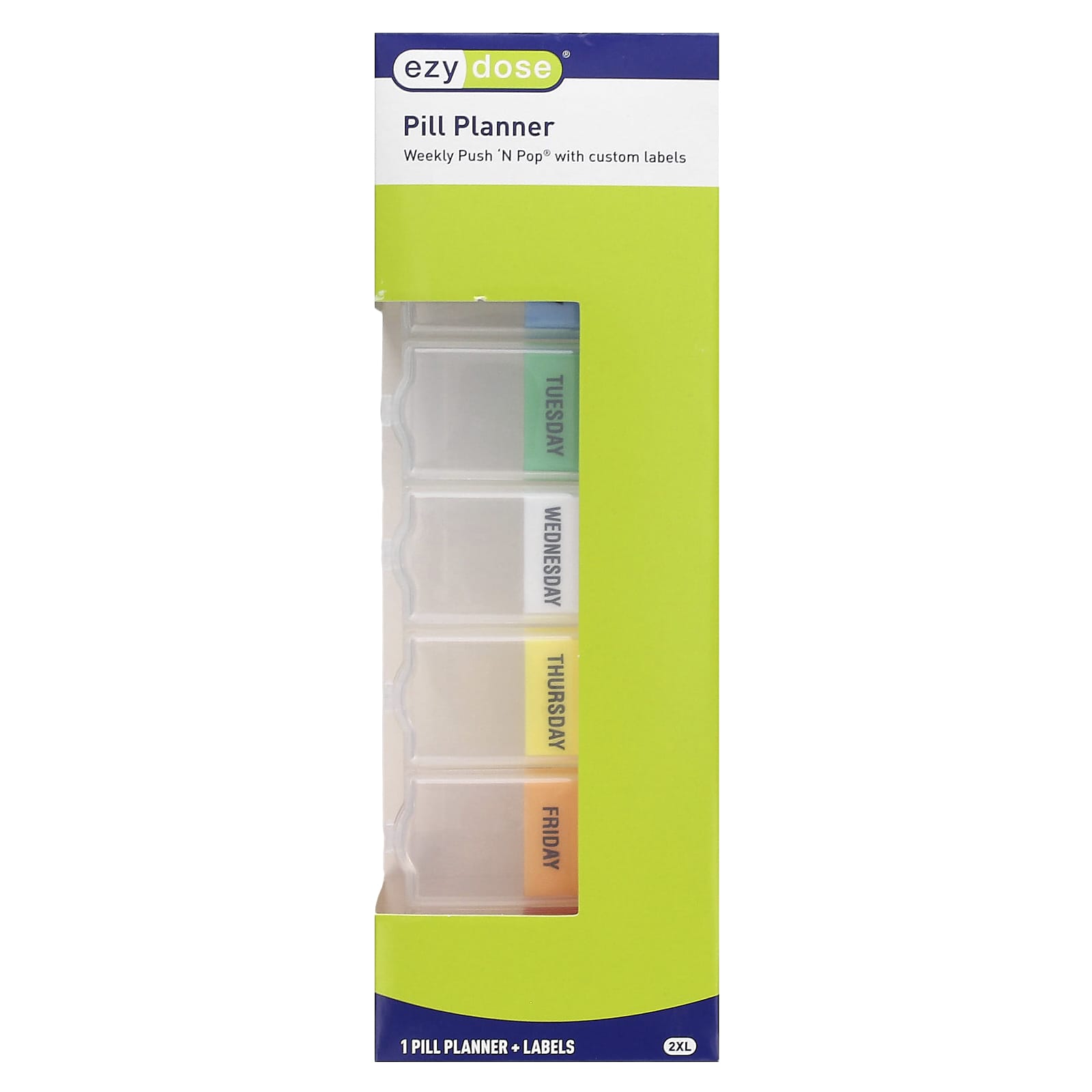 Ezy Dose Weekly Pill Planner with Custom Labels, Easy to Use - Image 1