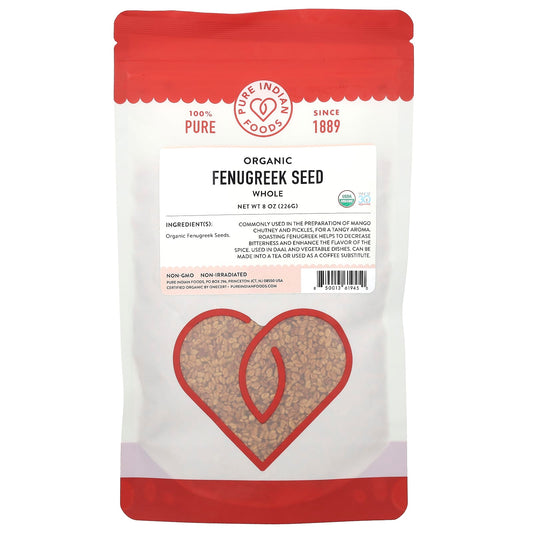 Pure Indian Foods, Organic Fenugreek Seed, Whole, 8 oz (226 g) - Image 1