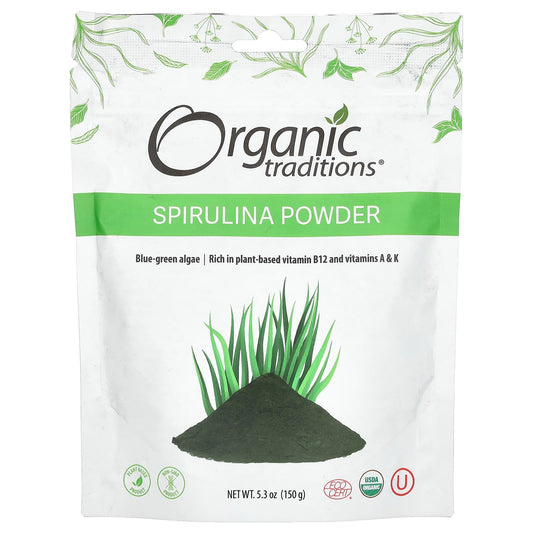 Organic Traditions, Spirulina Powder, 5.3 oz (150 g) - Image 1