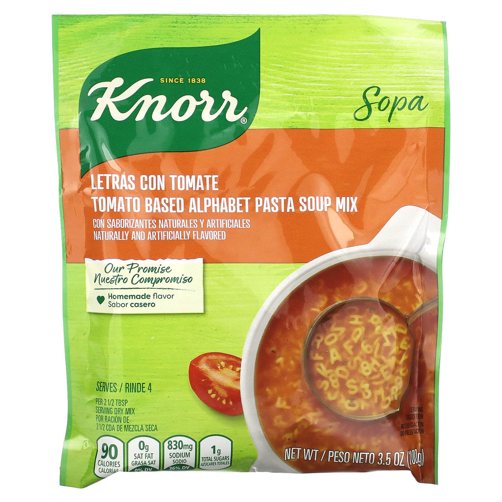 Knorr, Tomato Based Alphabet Pasta Soup Mix, 3.5 oz (100 g) - Image 1