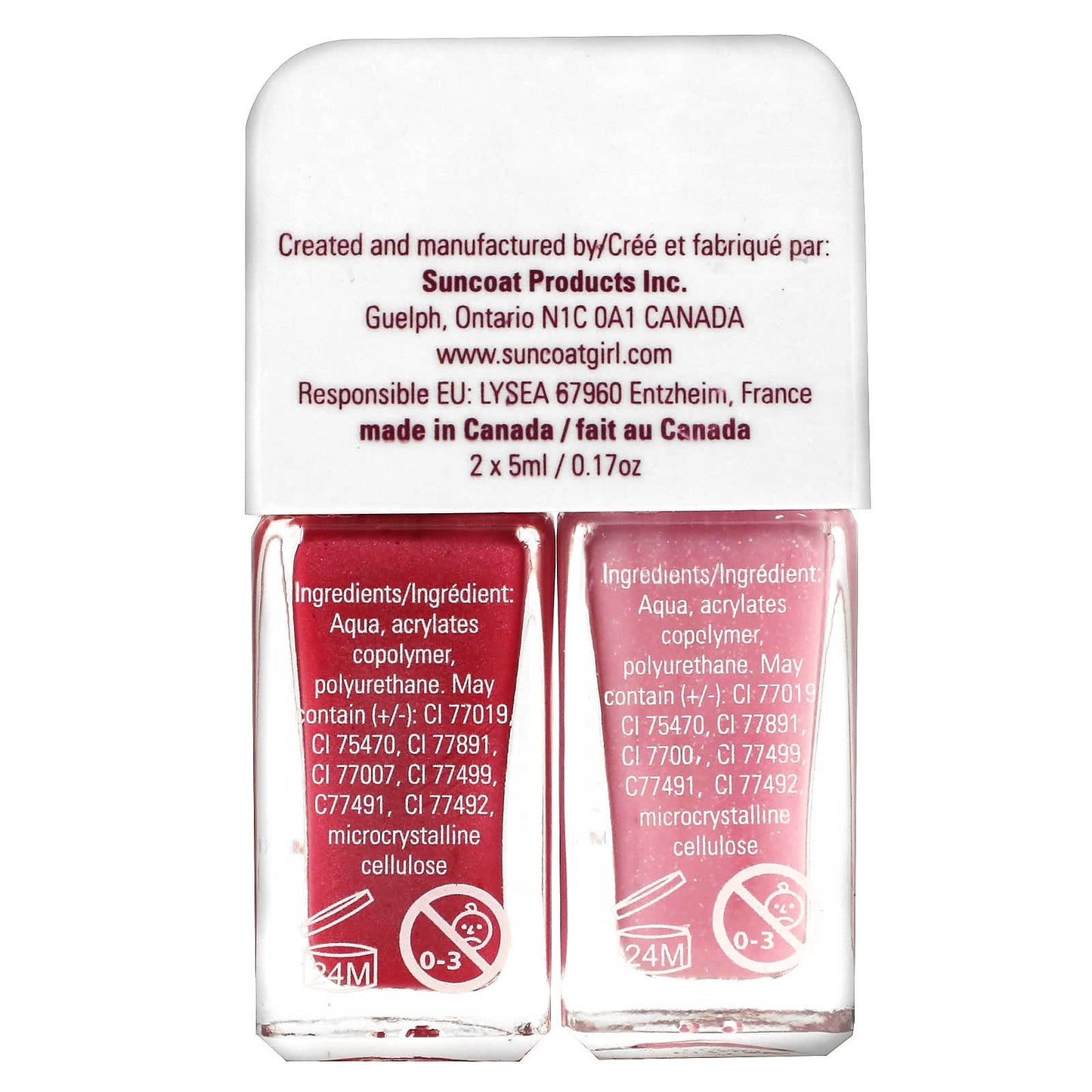 SuncoatGirl, Sweeties Nail Polish Duo Set, Hot Pink & Soft Glitter Pink, 2 Piece Set - Image 2