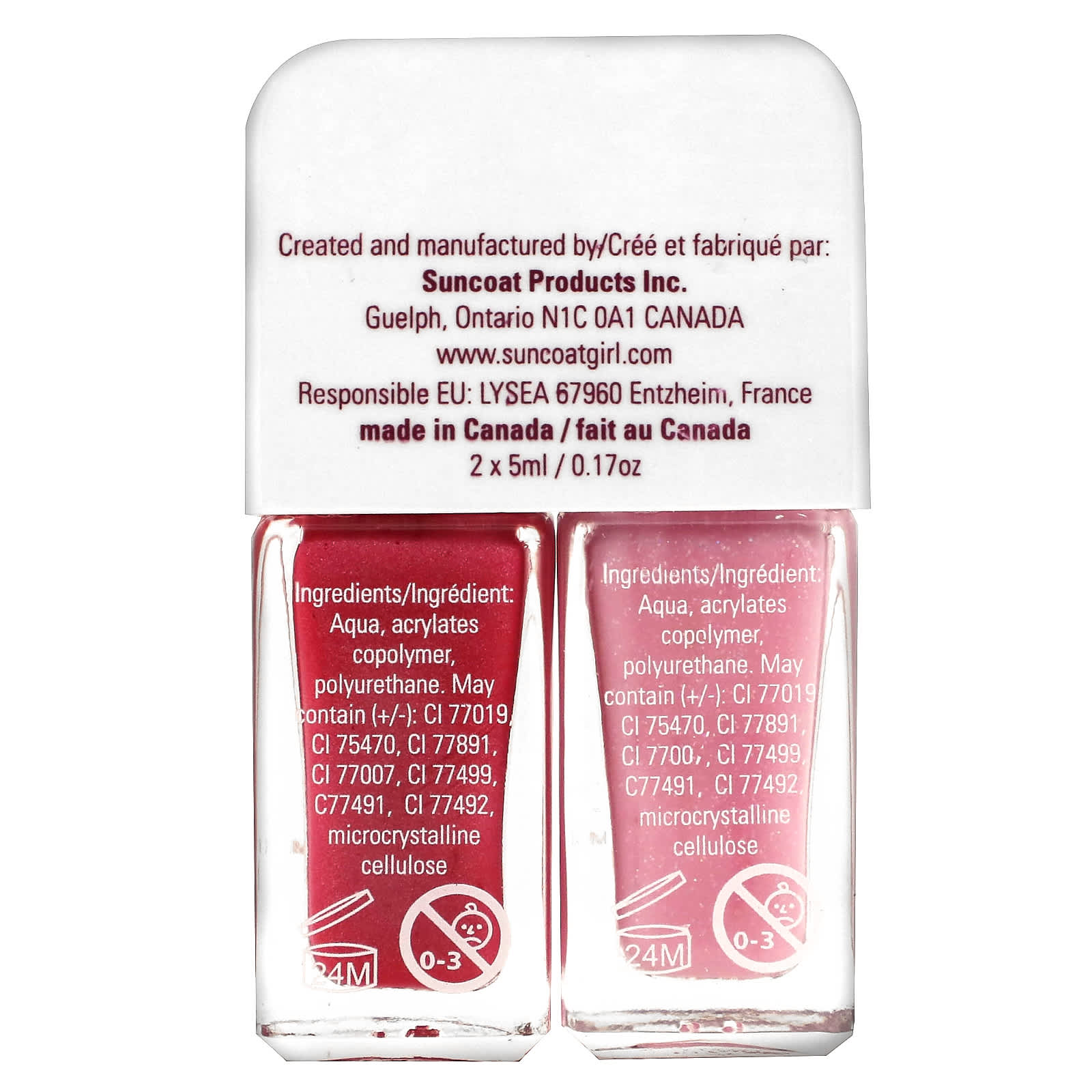 SuncoatGirl, Sweeties Nail Polish Duo Set, Hot Pink & Soft Glitter Pink, 2 Piece Set - Image 2
