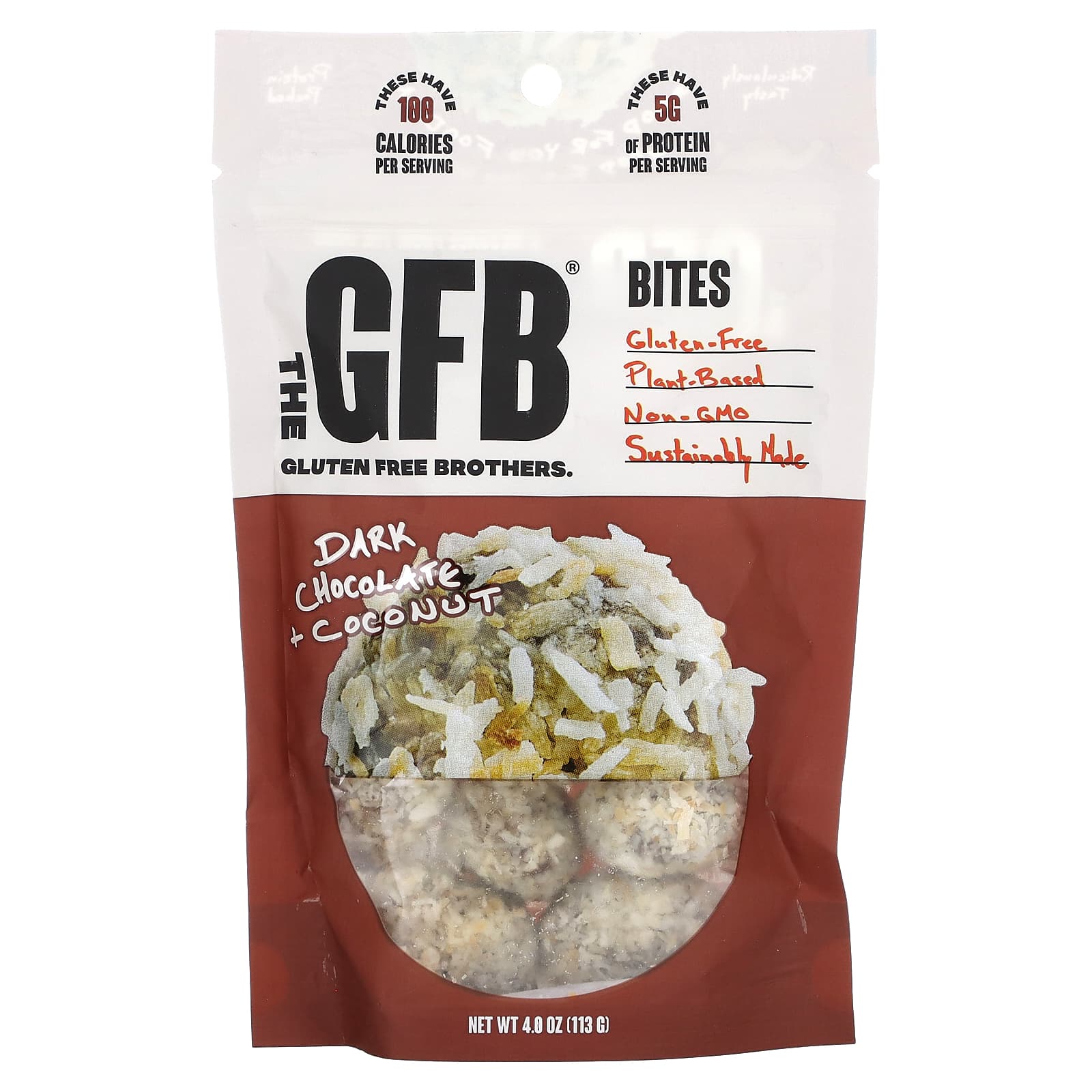 The GFB, Gluten Free Bites, Dark Chocolate + Coconut, 4 oz (113 g) - Image 1