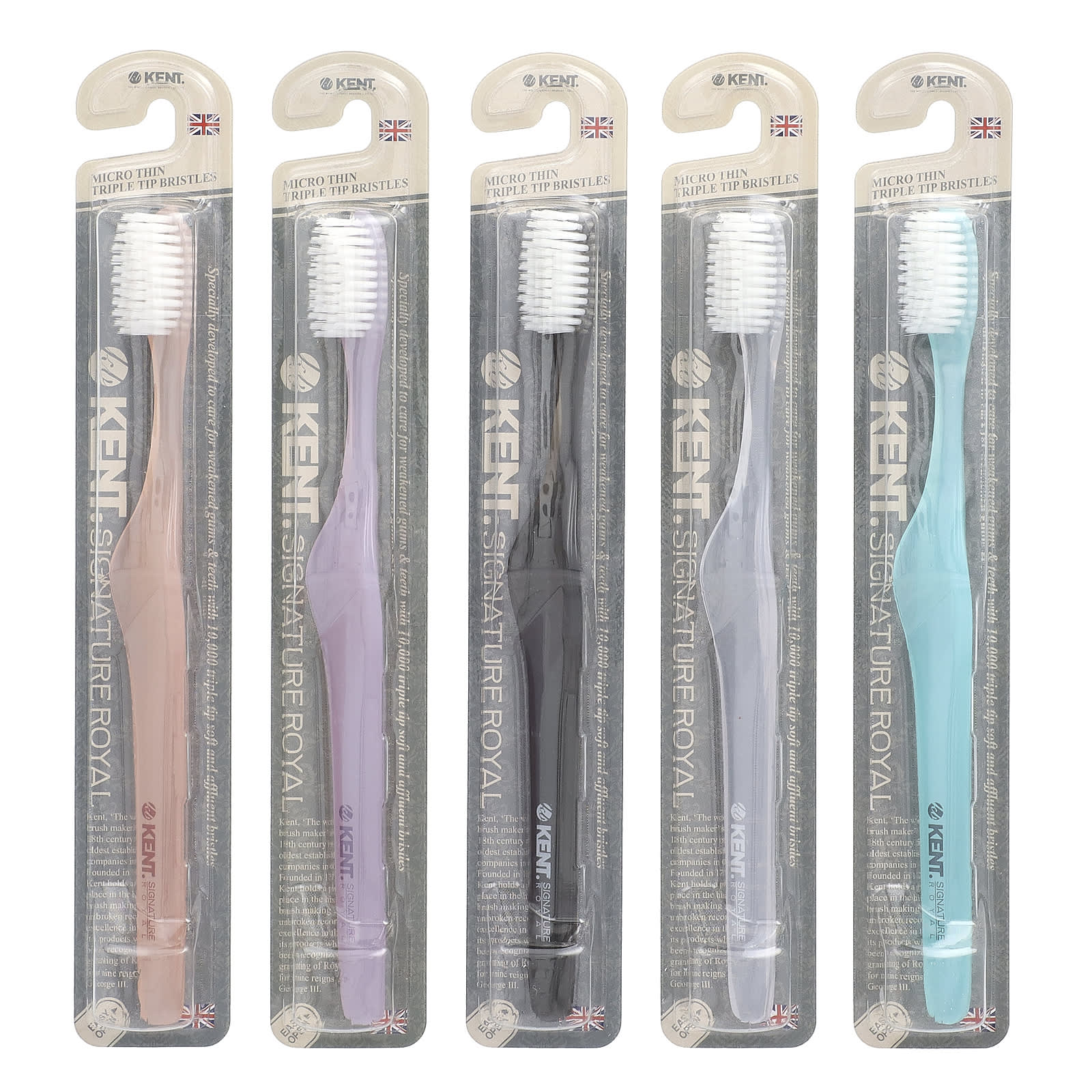 Kent, Signature Royal, White Edition, Ultra Soft Toothbrush, 5 Pack - Image 1
