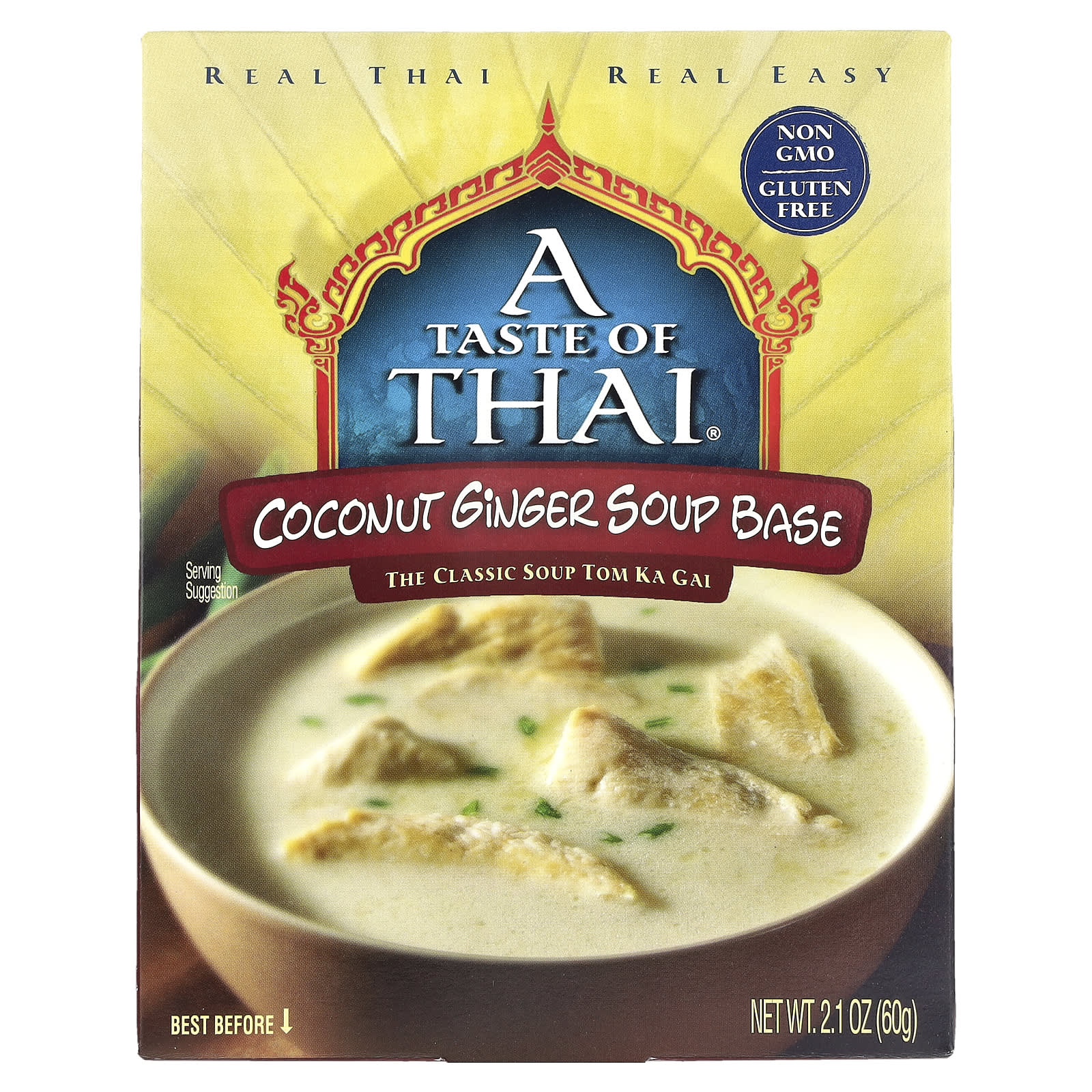Authentic Tom Ka Gai, Coconut Ginger Soup Base by A Taste of Thai, 2.1 oz - Image 1