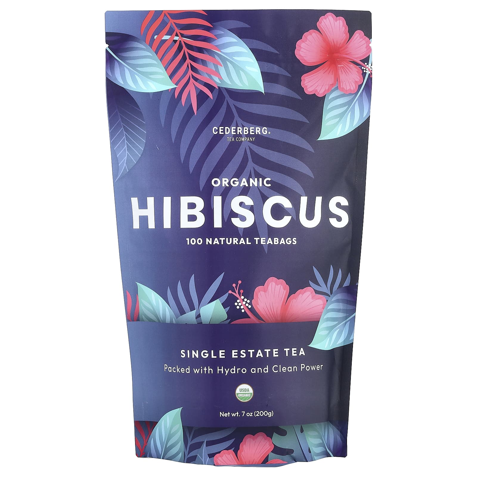 Cederberg Tea Co, Organic Hibiscus, Caffeine Free, 100 Natural Tea Bags, 7 oz (200 g)