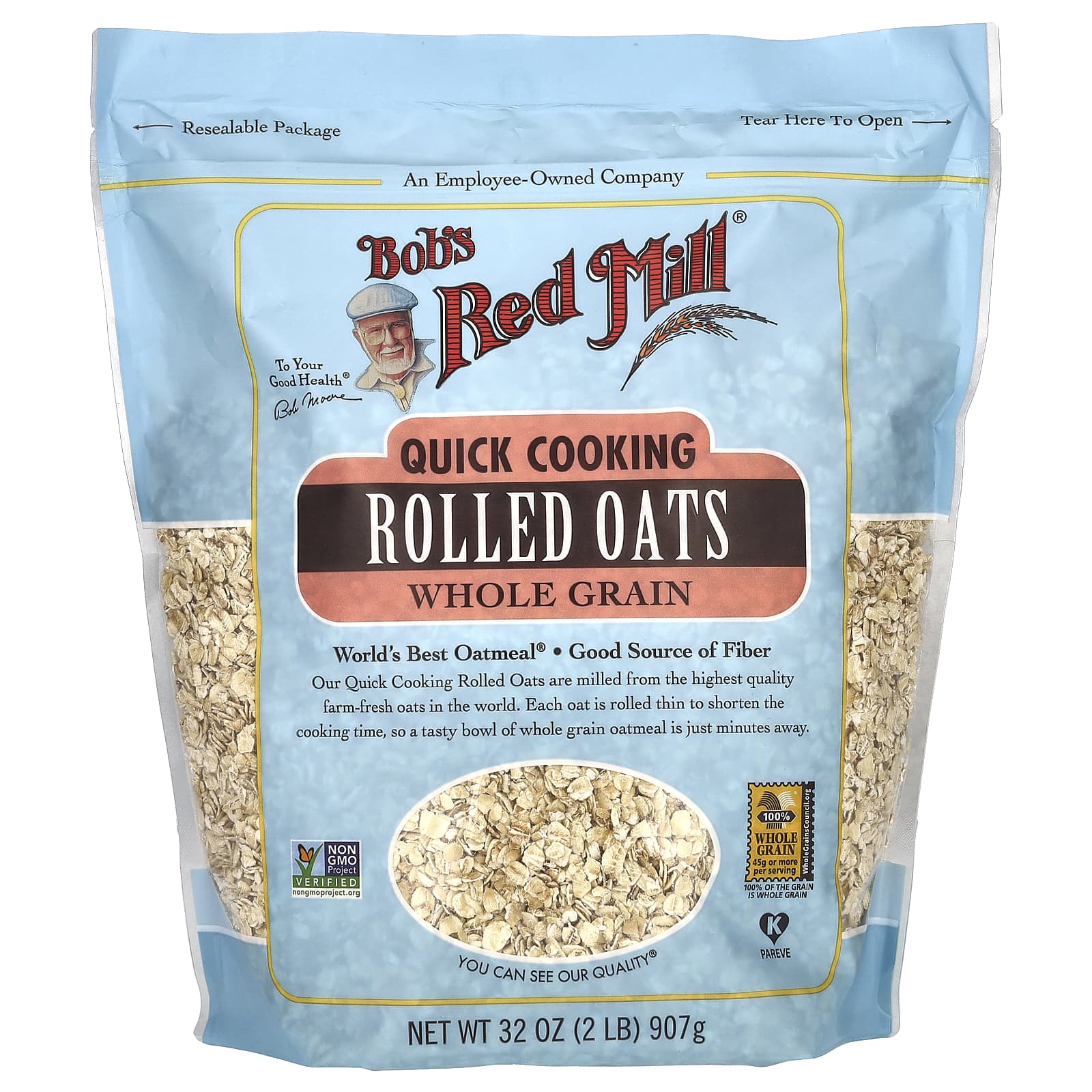 Whole Grain Quick Cooking Rolled Oats by Bob's Red Mill | 32 oz - Image 1