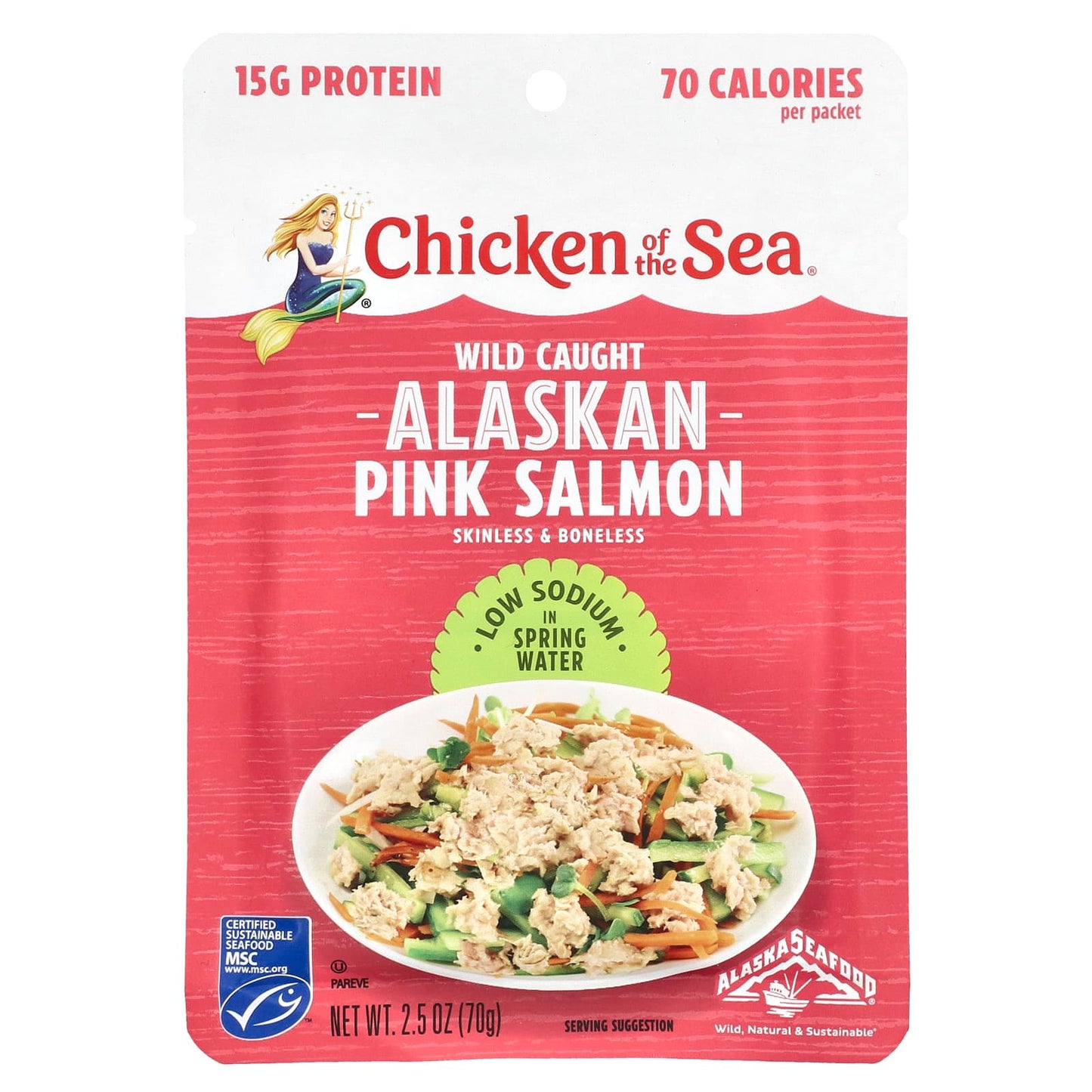 Wild Caught Alaskan Pink Salmon in Low Sodium Spring Water | 2.5 oz - Image 1