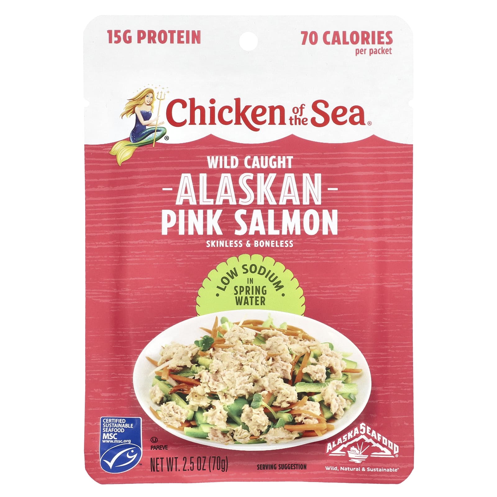 Wild Caught Alaskan Pink Salmon in Low Sodium Spring Water | 2.5 oz - Image 1