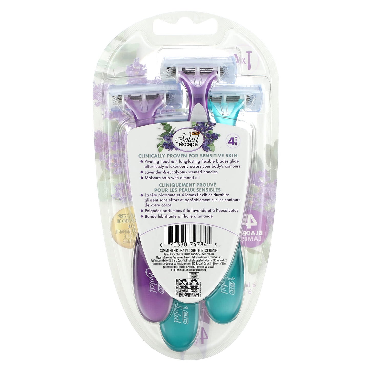 Lavender Eucalyptus Women's Razors by BIC - 4-Bladed Sensitive Skin - Image 2