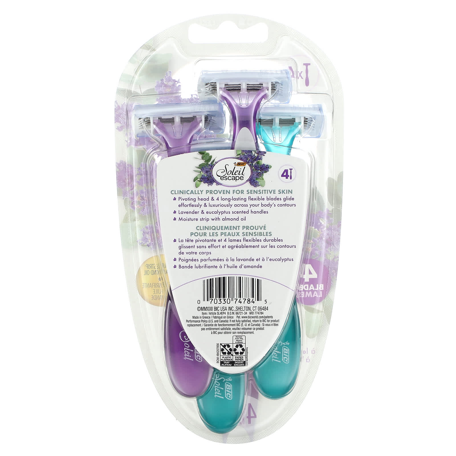 Lavender Eucalyptus Women's Razors by BIC - 4-Bladed Sensitive Skin - Image 2