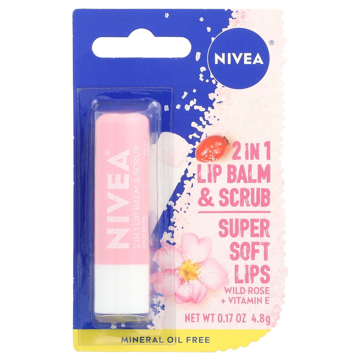 Nivea, 2 In 1 Lip Balm & Scrub, Wild Rose, 0.17 oz (4.8 g) - Image 2
